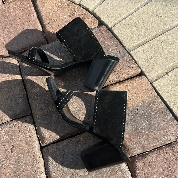 Saint Laurent Black Ladies Oak Mule Suede Studded Sandal Shoe Sz 37.5 NWOT NEW - Picture 12 of 16